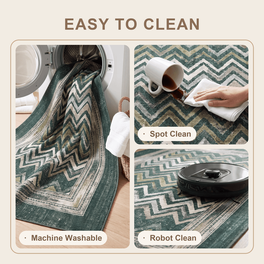 Cinder2 Modern Brushstroke Stripe Green Moss Bone Washable Indoor Outdoor Rug - RugzellaDigital Print RugRugzellaRugzellaBBB379-RECT-24x47-60x120cmRGZLLA110101Rectangle2' x 3'11" (60x120 cm)SHARED | Cinder2 feature clean