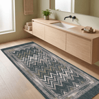 Cinder2 Modern Brushstroke Stripe Green Moss Bone Washable Indoor Outdoor Rug - RugzellaDigital Print RugRugzellaRugzellaBBB379-RECT-24x47-60x120cmRGZLLA110101Rectangle2' x 3'11" (60x120 cm)RUNNER | Cinder2 runner bathroom