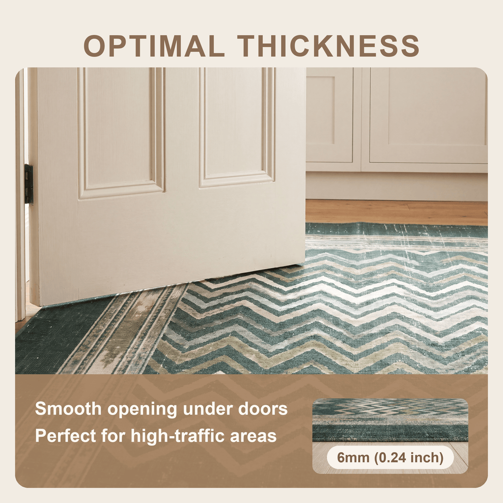 Cinder2 Modern Brushstroke Stripe Green Moss Bone Washable Indoor Outdoor Rug - RugzellaDigital Print RugRugzellaRugzellaBBB379-RECT-24x47-60x120cmRGZLLA110101Rectangle2' x 3'11" (60x120 cm)SHARED | Cinder2 feature thickness