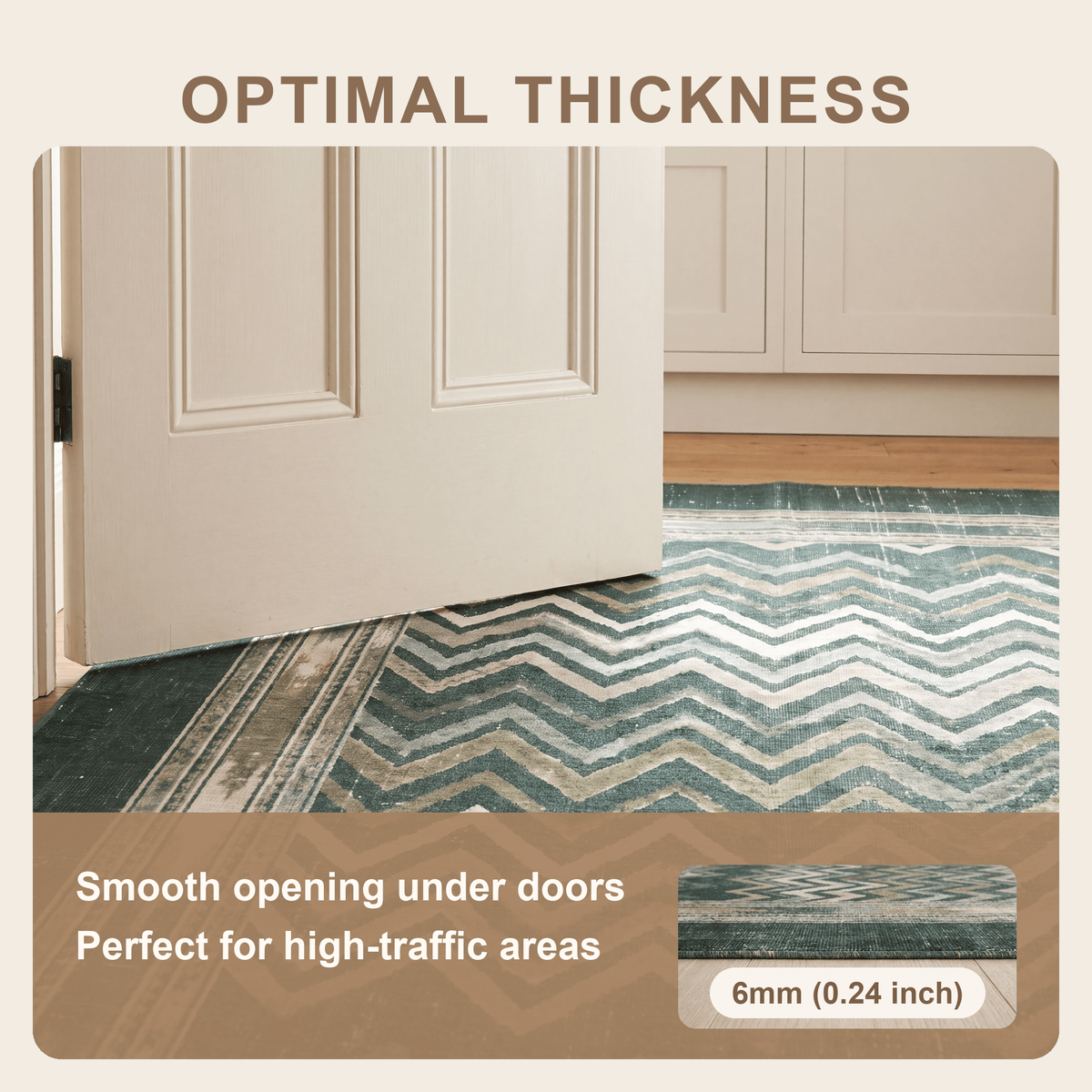 Cinder2 Modern Brushstroke Stripe Green Moss Bone Washable Indoor Outdoor Rug - RugzellaDigital Print RugRugzellaRugzellaBBB379-RECT-24x47-60x120cmRGZLLA110101Rectangle2' x 3'11" (60x120 cm)SHARED | Cinder2 feature thickness