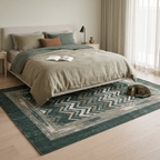 Cinder2 Modern Brushstroke Stripe Green Moss Bone Washable Indoor Outdoor Rug - RugzellaDigital Print RugRugzellaRugzellaBBB379-RECT-24x47-60x120cmRGZLLA110101Rectangle2' x 3'11" (60x120 cm)RECTANGLE | Cinder2 rectangle bedroom