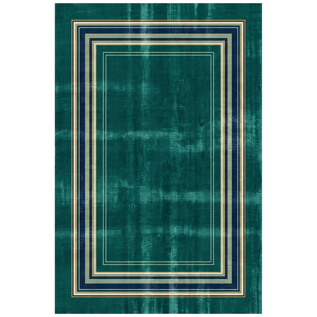 Cistus Modern Minimalist Border Abrash Emerald Teal Ink Washable Indoor Outdoor Entryway Rug - RugzellaDigital Print RugRugzellaRugzellaBBB523-RECT-24x47-60x120cmRGZLLA158676Rectangle2' x 3'11" (60x120 cm)RECTANGLE | HERO | Cistus rectangle