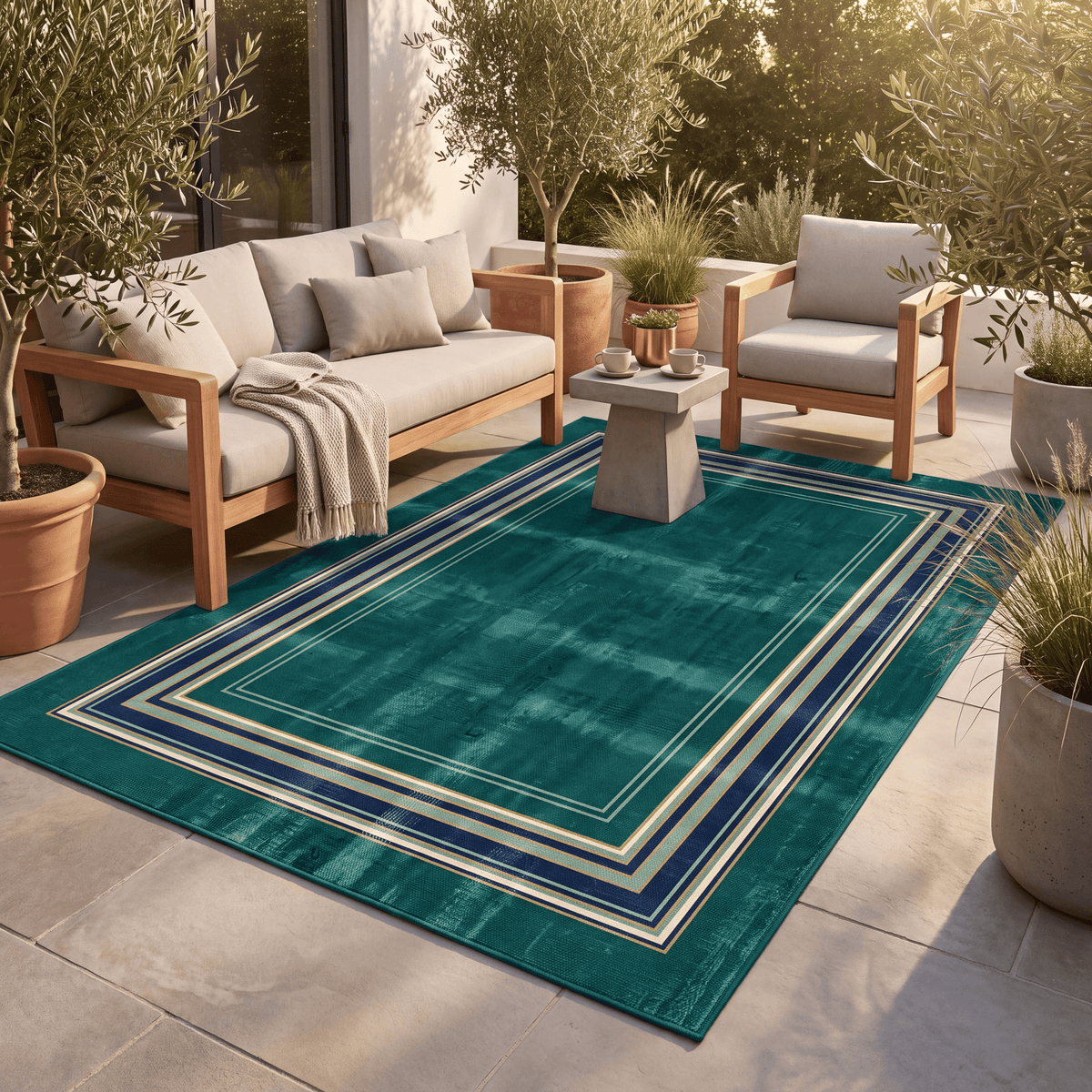 Cistus Modern Minimalist Border Abrash Emerald Teal Ink Washable Indoor Outdoor Entryway Rug - RugzellaDigital Print RugRugzellaRugzellaBBB523-RECT-24x47-60x120cmRGZLLA158676Rectangle2' x 3'11" (60x120 cm)RECTANGLE | Cistus rectangle outdoor