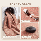 Citadel2 Traditional Medallion Border Rose Madder Cream Washable Indoor Outdoor Entryway Rug - RugzellaDigital Print RugRugzellaRugzellaBBB398-RECT-24x47-60x120cmRGZLLA135896Rectangle2' x 3'11" (60x120 cm)SHARED | Citadel2 feature clean