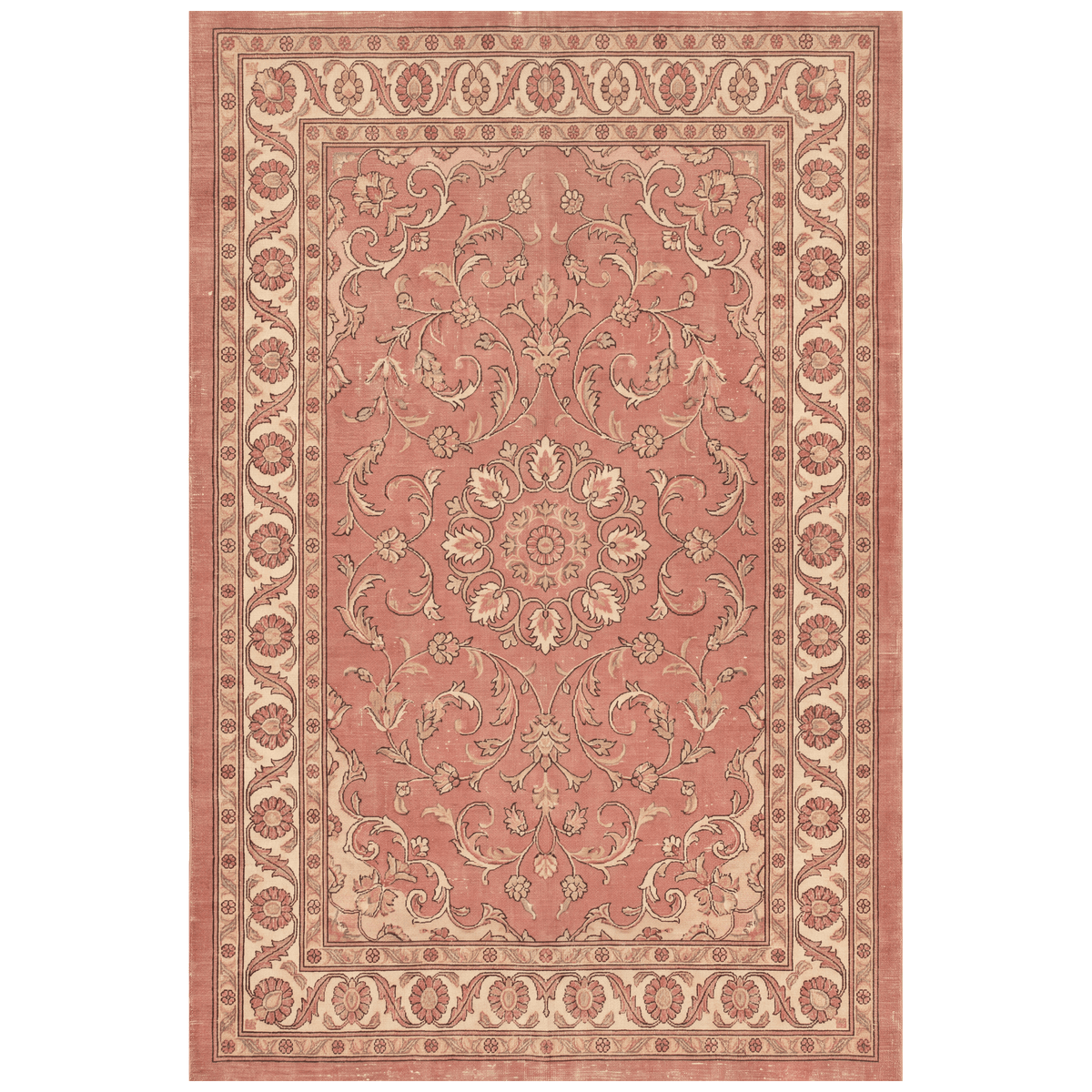 Citadel2 Traditional Medallion Border Rose Madder Cream Washable Indoor Outdoor Entryway Rug - RugzellaDigital Print RugRugzellaRugzellaBBB398-RECT-24x47-60x120cmRGZLLA135896Rectangle2' x 3'11" (60x120 cm)RECTANGLE | HERO | Citadel2 rectangle