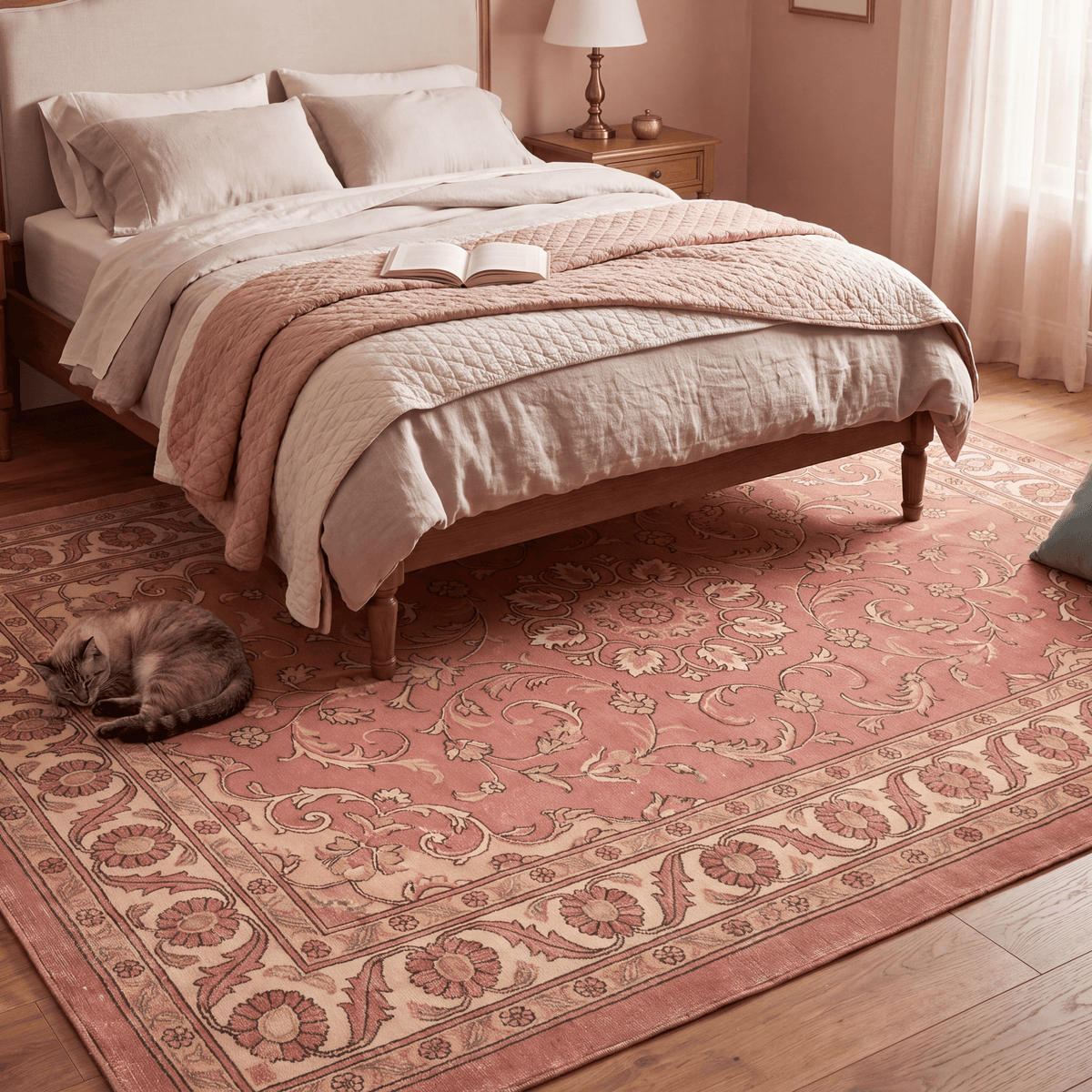 Citadel2 Traditional Medallion Border Rose Madder Cream Washable Indoor Outdoor Entryway Rug - RugzellaDigital Print RugRugzellaRugzellaBBB398-RECT-24x47-60x120cmRGZLLA135896Rectangle2' x 3'11" (60x120 cm)RECTANGLE | Citadel2 rectangle bedroom