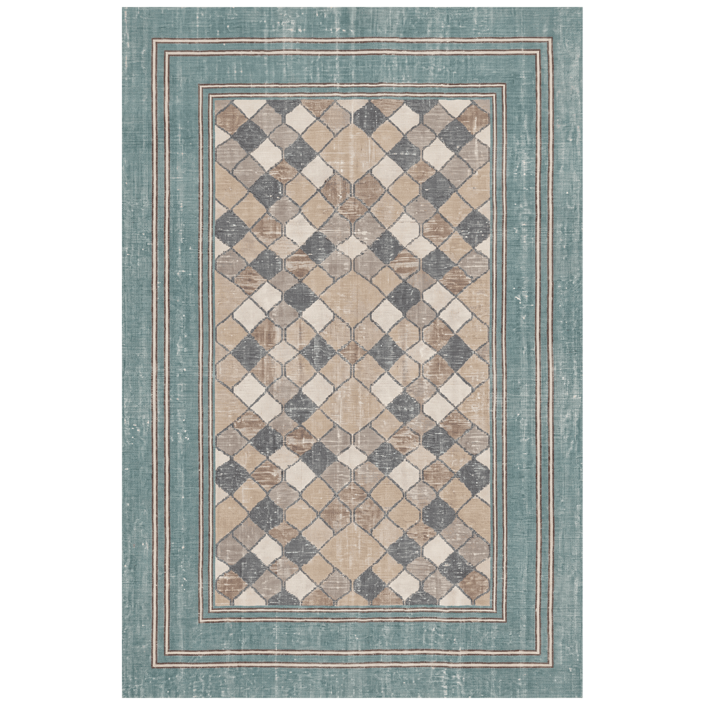 Cleavers Modern Speckled Mosaic Dot Teal Beige Slate Washable Indoor Outdoor Entryway Rug - RugzellaDigital Print RugRugzellaRugzellaBBB524-RECT-24x47-60x120cmRGZLLA159011Rectangle2' x 3'11" (60x120 cm)RECTANGLE | HERO | Cleavers rectangle