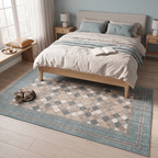 Cleavers Modern Speckled Mosaic Dot Teal Beige Slate Washable Indoor Outdoor Entryway Rug - RugzellaDigital Print RugRugzellaRugzellaBBB524-RECT-24x47-60x120cmRGZLLA159011Rectangle2' x 3'11" (60x120 cm)RECTANGLE | Cleavers rectangle bedroom