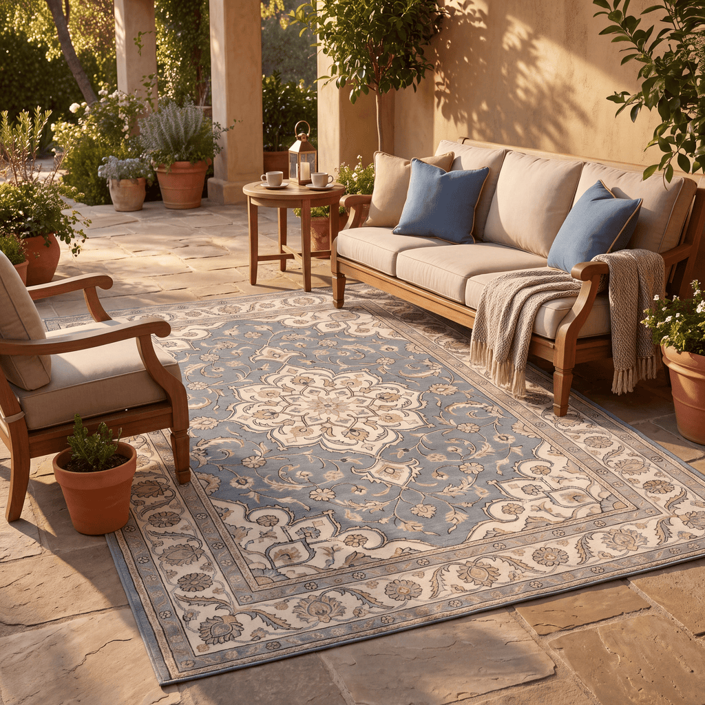 Clematis Traditional Oriental Style Medallion Slate Bone Gold Washable Indoor Outdoor Entryway Rug - RugzellaDigital Print RugRugzellaRugzellaBBB525-RECT-24x47-60x120cmRGZLLA159346Rectangle2' x 3'11" (60x120 cm)RECTANGLE | Clematis rectangle outdoor