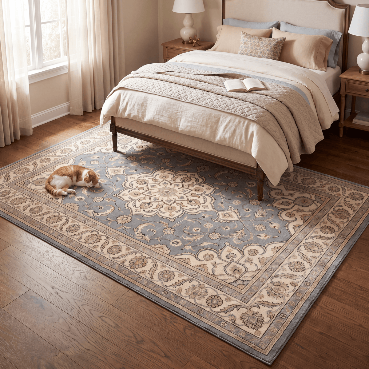 Clematis Traditional Oriental Style Medallion Slate Bone Gold Washable Indoor Outdoor Entryway Rug - RugzellaDigital Print RugRugzellaRugzellaBBB525-RECT-24x47-60x120cmRGZLLA159346Rectangle2' x 3'11" (60x120 cm)RECTANGLE | Clematis rectangle bedroom