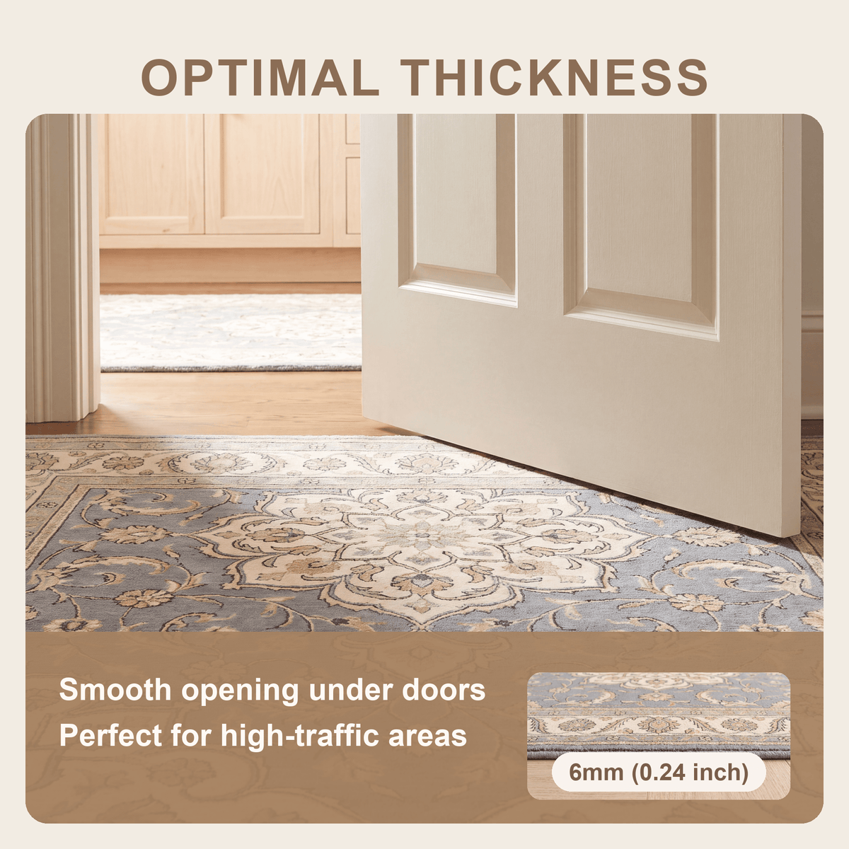 Clematis Traditional Oriental Style Medallion Slate Bone Gold Washable Indoor Outdoor Entryway Rug - RugzellaDigital Print RugRugzellaRugzellaBBB525-RECT-24x47-60x120cmRGZLLA159346Rectangle2' x 3'11" (60x120 cm)SHARED | Clematis feature thickness