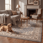 Clematis Traditional Oriental Style Medallion Slate Bone Gold Washable Indoor Outdoor Entryway Rug - RugzellaDigital Print RugRugzellaRugzellaBBB525-RECT-24x47-60x120cmRGZLLA159346Rectangle2' x 3'11" (60x120 cm)RECTANGLE | Clematis rectangle livingroom