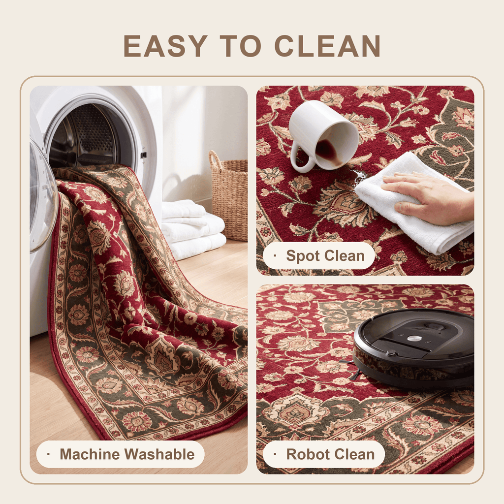 Clovewood Traditional Oriental Style Medallion Wine Olive Bone Washable Indoor Outdoor Entryway Rug - RugzellaDigital Print RugRugzellaRugzellaBBB526-RECT-24x47-60x120cmRGZLLA159681Rectangle2' x 3'11" (60x120 cm)SHARED | Clovewood feature clean