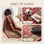 Clovewood Traditional Oriental Style Medallion Wine Olive Bone Washable Indoor Outdoor Entryway Rug - RugzellaDigital Print RugRugzellaRugzellaBBB526-RECT-24x47-60x120cmRGZLLA159681Rectangle2' x 3'11" (60x120 cm)SHARED | Clovewood feature clean
