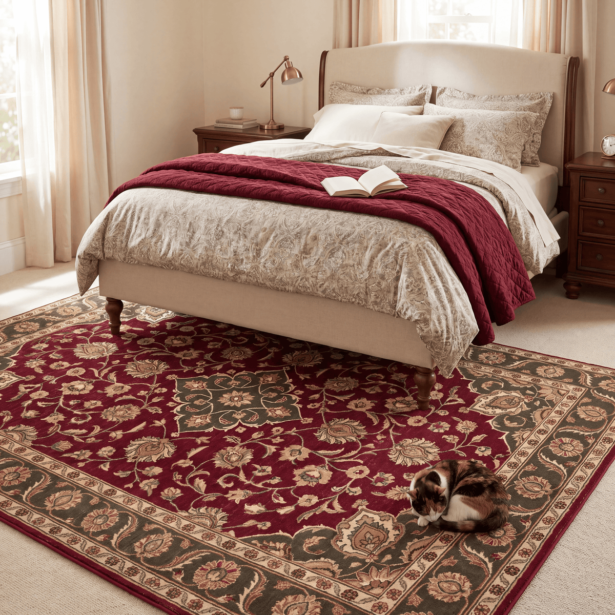 Clovewood Traditional Oriental Style Medallion Wine Olive Bone Washable Indoor Outdoor Entryway Rug - RugzellaDigital Print RugRugzellaRugzellaBBB526-RECT-24x47-60x120cmRGZLLA159681Rectangle2' x 3'11" (60x120 cm)RECTANGLE | Clovewood rectangle bedroom