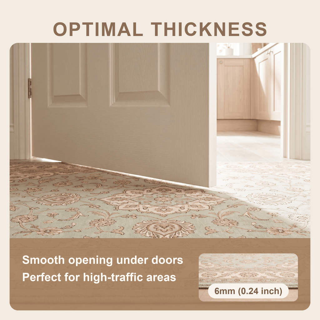 Coltsfoot Traditional Oriental Style Medallion Sage Ivory Rose Washable Indoor Outdoor Entryway Rug - RugzellaDigital Print RugRugzellaRugzellaBBB527-RECT-24x47-60x120cmRGZLLA160016Rectangle2' x 3'11" (60x120 cm)SHARED | Coltsfoot feature thickness