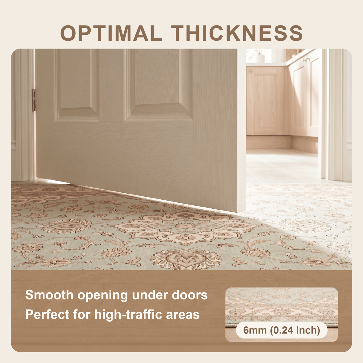 Coltsfoot Traditional Oriental Style Medallion Sage Ivory Rose Washable Indoor Outdoor Entryway Rug - RugzellaDigital Print RugRugzellaRugzellaBBB527-RECT-24x47-60x120cmRGZLLA160016Rectangle2' x 3'11" (60x120 cm)SHARED | Coltsfoot feature thickness