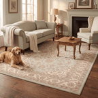 Coltsfoot Traditional Oriental Style Medallion Sage Ivory Rose Washable Indoor Outdoor Entryway Rug - RugzellaDigital Print RugRugzellaRugzellaBBB527-RECT-24x47-60x120cmRGZLLA160016Rectangle2' x 3'11" (60x120 cm)RECTANGLE | Coltsfoot rectangle livingroom
