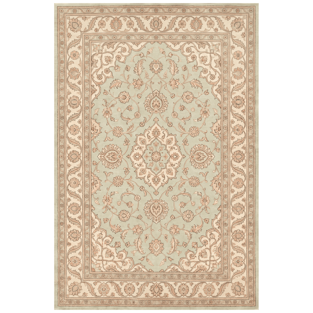 Coltsfoot Traditional Oriental Style Medallion Sage Ivory Rose Washable Indoor Outdoor Entryway Rug - RugzellaDigital Print RugRugzellaRugzellaBBB527-RECT-24x47-60x120cmRGZLLA160016Rectangle2' x 3'11" (60x120 cm)RECTANGLE | HERO | Coltsfoot rectangle