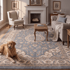 Coppice2 Traditional Medallion Border Slate Gray Bone Gold Washable Indoor Outdoor Entryway Rug - RugzellaDigital Print RugRugzellaRugzellaBBB411-RECT-24x47-60x120cmRGZLLA136231Rectangle2' x 3'11" (60x120 cm)RECTANGLE | Coppice2 rectangle livingroom