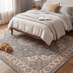 Coppice2 Traditional Medallion Border Slate Gray Bone Gold Washable Indoor Outdoor Entryway Rug - RugzellaDigital Print RugRugzellaRugzellaBBB411-RECT-24x47-60x120cmRGZLLA136231Rectangle2' x 3'11" (60x120 cm)RECTANGLE | Coppice2 rectangle bedroom