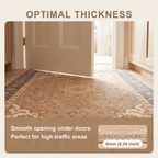 Coriander Traditional Oriental Style Medallion Camel Cream Indigo Washable Indoor Outdoor Entryway Rug - RugzellaDigital Print RugRugzellaRugzellaBBB529-RECT-24x47-60x120cmRGZLLA160351Rectangle2' x 3'11" (60x120 cm)SHARED | Coriander feature thickness