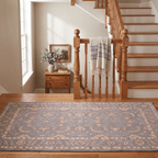 Courtyard2 Traditional Floral Border Slate Gray Bone Gold Washable Indoor Outdoor Entryway Rug - RugzellaDigital Print RugRugzellaRugzellaBBB402-RECT-24x47-60x120cmRGZLLA116466Rectangle2' x 3'11" (60x120 cm)RUNNER | Courtyard2 runner staircase