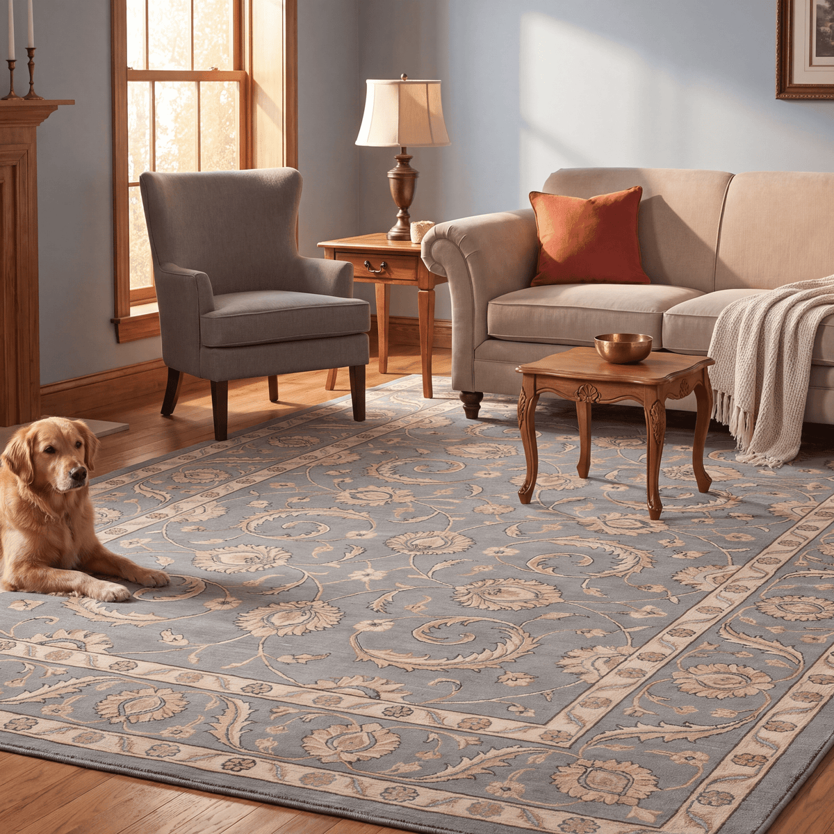 Courtyard2 Traditional Floral Border Slate Gray Bone Gold Washable Indoor Outdoor Entryway Rug - RugzellaDigital Print RugRugzellaRugzellaBBB402-RECT-24x47-60x120cmRGZLLA116466Rectangle2' x 3'11" (60x120 cm)RECTANGLE | Courtyard2 rectangle livingroom