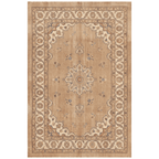 Cowbane Traditional Medallion Border Camel Cream Indigo Washable Indoor Outdoor Entryway Rug - RugzellaDigital Print RugRugzellaRugzellaBBB530-RECT-24x47-60x120cmRGZLLA160686Rectangle2' x 3'11" (60x120 cm)RECTANGLE | HERO | Cowbane rectangle