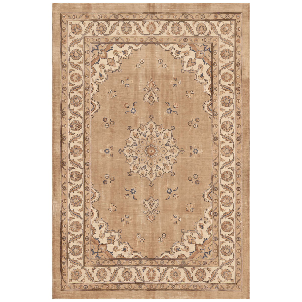 Cowbane Traditional Medallion Border Camel Cream Indigo Washable Indoor Outdoor Entryway Rug - RugzellaDigital Print RugRugzellaRugzellaBBB530-RECT-24x47-60x120cmRGZLLA160686Rectangle2' x 3'11" (60x120 cm)RECTANGLE | HERO | Cowbane rectangle