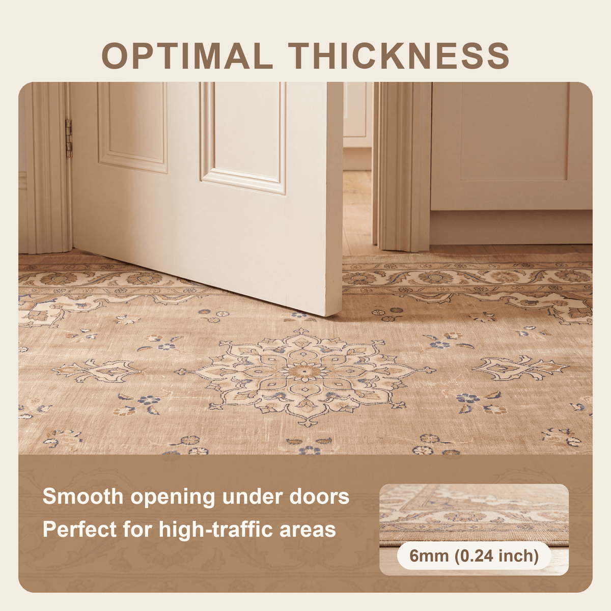 Cowbane Traditional Medallion Border Camel Cream Indigo Washable Indoor Outdoor Entryway Rug - RugzellaDigital Print RugRugzellaRugzellaBBB530-RECT-24x47-60x120cmRGZLLA160686Rectangle2' x 3'11" (60x120 cm)SHARED | Cowbane feature thickness