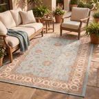 Cowparsley Traditional Distressed Medallion Teal Ivory Rust Washable Indoor Outdoor Entryway Rug - RugzellaDigital Print RugRugzellaRugzellaBBB531-RECT-24x47-60x120cmRGZLLA161021Rectangle2' x 3'11" (60x120 cm)RECTANGLE | Cowparsley rectangle outdoor