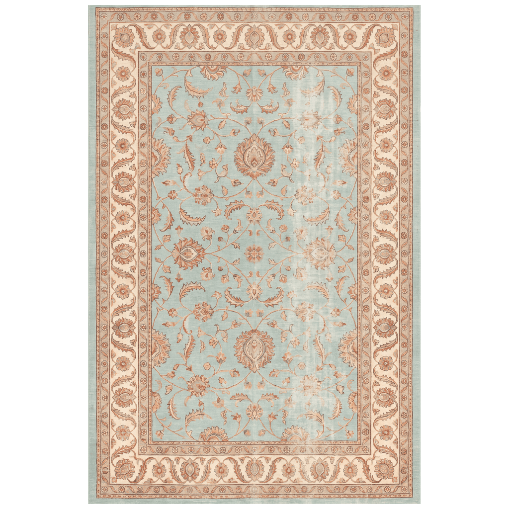 Cowparsley Traditional Distressed Medallion Teal Ivory Rust Washable Indoor Outdoor Entryway Rug - RugzellaDigital Print RugRugzellaRugzellaBBB531-RECT-24x47-60x120cmRGZLLA161021Rectangle2' x 3'11" (60x120 cm)RECTANGLE | HERO | Cowparsley rectangle