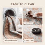 Cowparsley Traditional Distressed Medallion Teal Ivory Rust Washable Indoor Outdoor Entryway Rug - RugzellaDigital Print RugRugzellaRugzellaBBB531-RECT-24x47-60x120cmRGZLLA161021Rectangle2' x 3'11" (60x120 cm)SHARED | Cowparsley feature clean