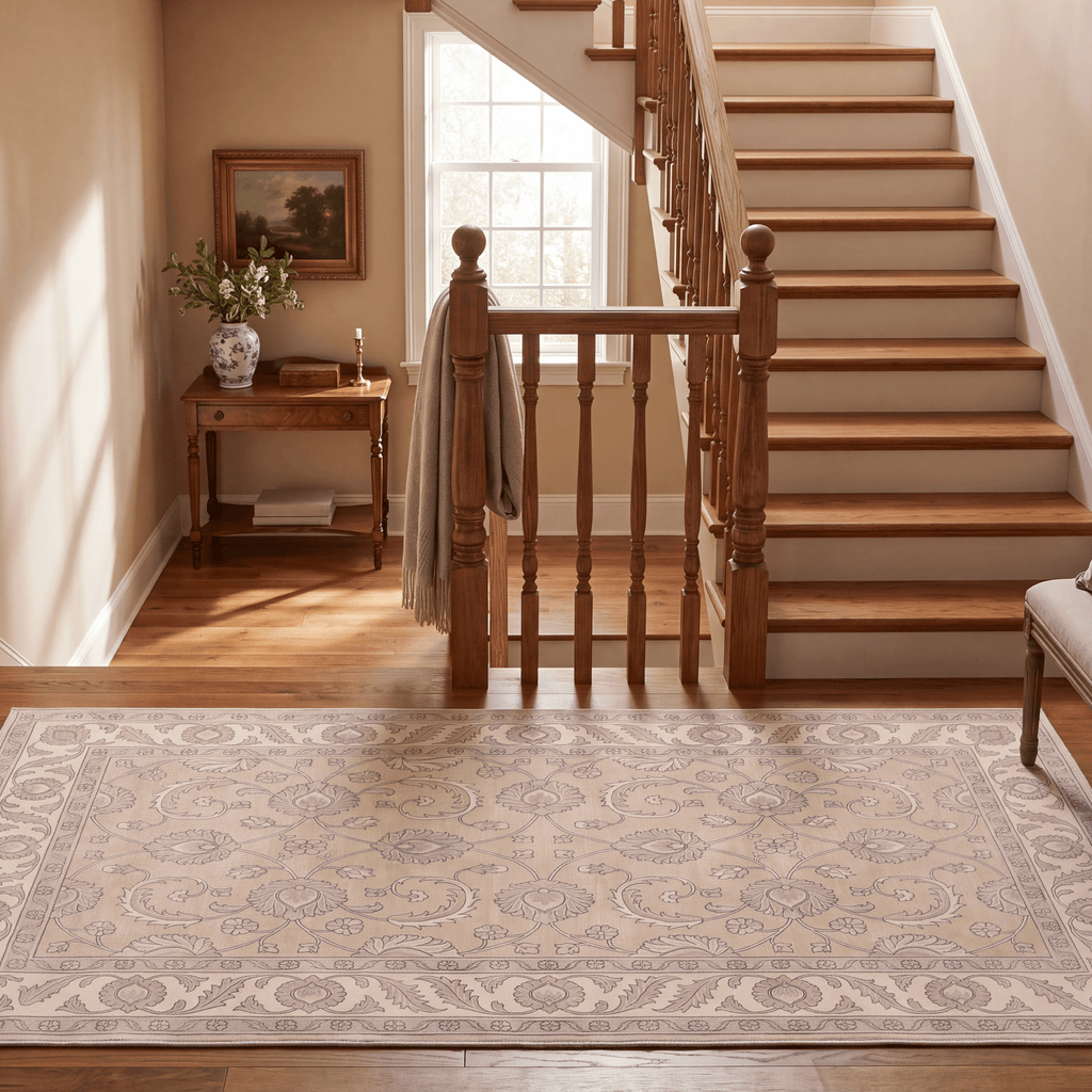 Crag2 Distressed Medallion Traditional Beige Grey Blush Washable Indoor Outdoor Entryway Rug - RugzellaDigital Print RugRugzellaRugzellaBBB413-RECT-24x47-60x120cmRGZLLA119816Rectangle2' x 3'11" (60x120 cm)RUNNER | Crag2 runner staircase
