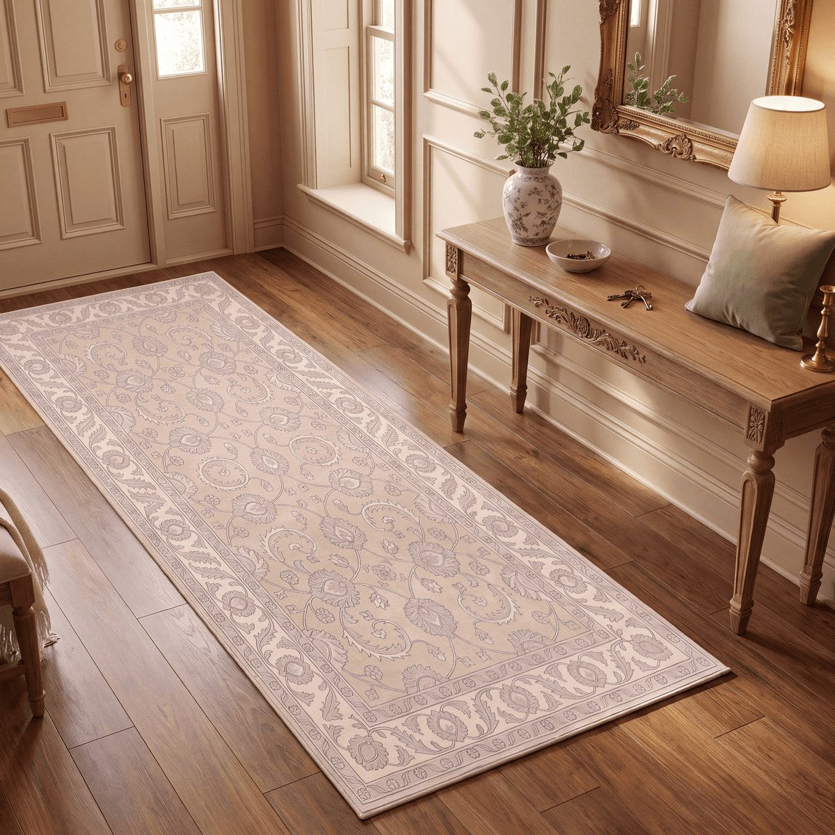 Crag2 Distressed Medallion Traditional Beige Grey Blush Washable Indoor Outdoor Entryway Rug - RugzellaDigital Print RugRugzellaRugzellaBBB413-RECT-24x47-60x120cmRGZLLA119816Rectangle2' x 3'11" (60x120 cm)RUNNER | Crag2 runner entryway