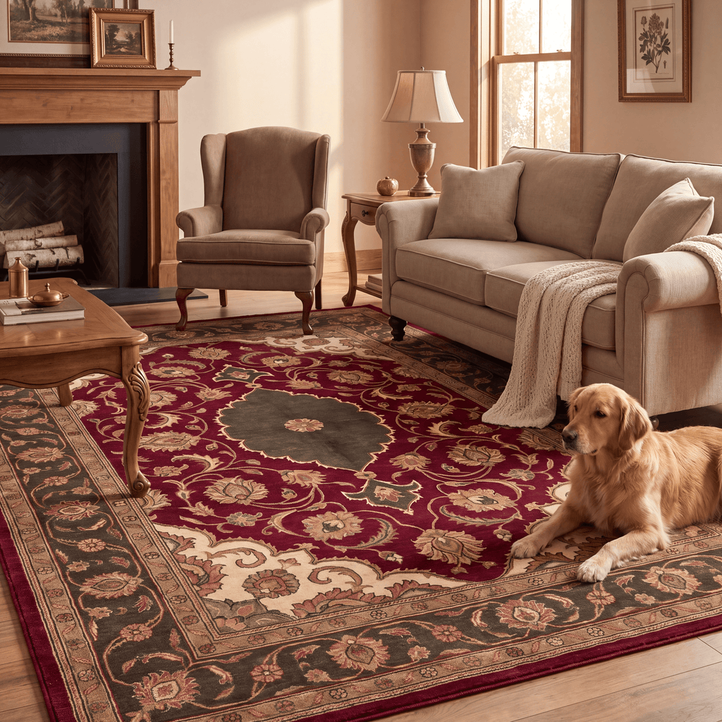 Cresswood Traditional Medallion Border Wine Olive Bone Washable Indoor Outdoor Entryway Rug - RugzellaDigital Print RugRugzellaRugzellaBBB533-RECT-24x47-60x120cmRGZLLA161356Rectangle2' x 3'11" (60x120 cm)RECTANGLE | Cresswood rectangle livingroom