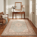 Crowberry Traditional Medallion Border Sage Ivory Rose Washable Indoor Outdoor Entryway Rug - RugzellaDigital Print RugRugzellaRugzellaBBB534-RECT-24x47-60x120cmRGZLLA161691Rectangle2' x 3'11" (60x120 cm)RECTANGLE | Crowberry rectangle entryway