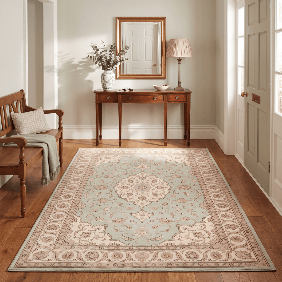 Crowberry Traditional Medallion Border Sage Ivory Rose Washable Indoor Outdoor Entryway Rug - RugzellaDigital Print RugRugzellaRugzellaBBB534-RECT-24x47-60x120cmRGZLLA161691Rectangle2' x 3'11" (60x120 cm)RECTANGLE | Crowberry rectangle entryway