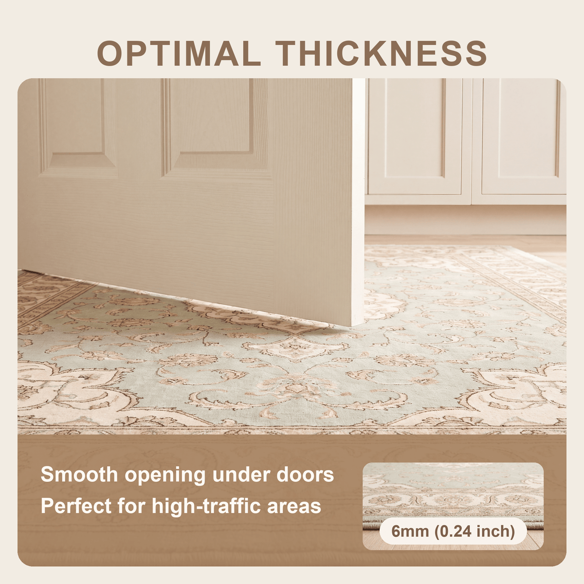Crowberry Traditional Medallion Border Sage Ivory Rose Washable Indoor Outdoor Entryway Rug - RugzellaDigital Print RugRugzellaRugzellaBBB534-RECT-24x47-60x120cmRGZLLA161691Rectangle2' x 3'11" (60x120 cm)SHARED | Crowberry feature thickness