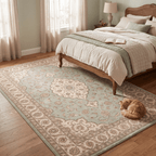 Crowberry Traditional Medallion Border Sage Ivory Rose Washable Indoor Outdoor Entryway Rug - RugzellaDigital Print RugRugzellaRugzellaBBB534-RECT-24x47-60x120cmRGZLLA161691Rectangle2' x 3'11" (60x120 cm)RECTANGLE | Crowberry rectangle bedroom