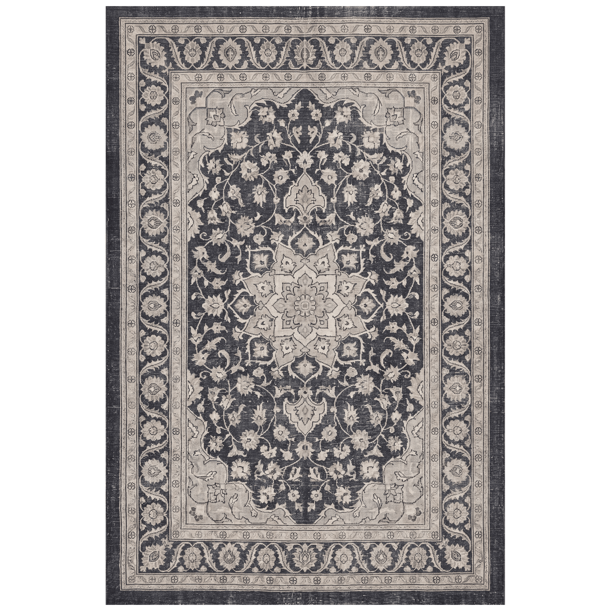 Cuckooflower Traditional Distressed Medallion Charcoal Pewter Ivory Washable Indoor Outdoor Entryway Rug - RugzellaDigital Print RugRugzellaRugzellaBBB535-RECT-24x47-60x120cmRGZLLA162026Rectangle2' x 3'11" (60x120 cm)RECTANGLE | HERO | Cuckooflower rectangle