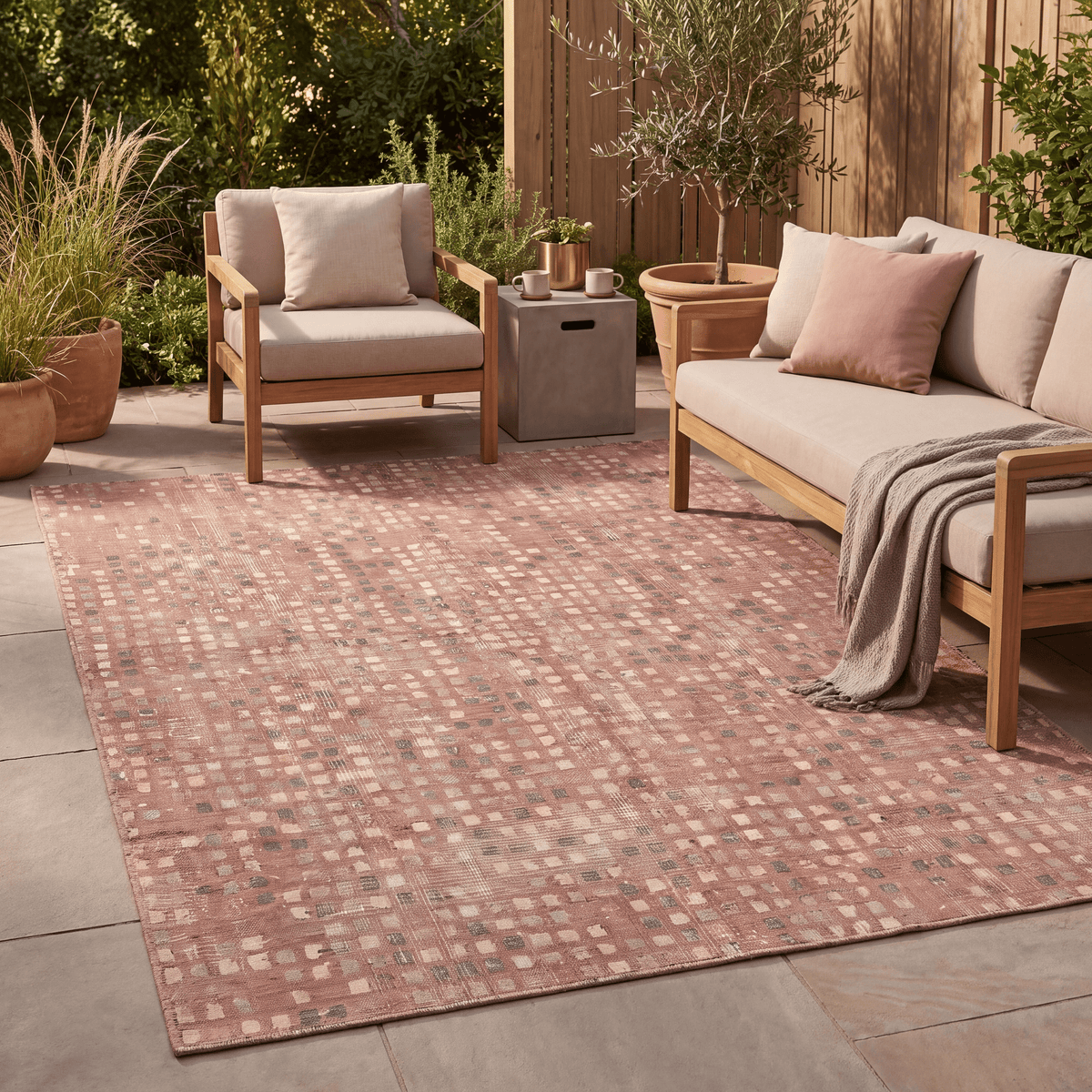 Cyclamen Modern Speckled Mosaic Dot Washable Indoor Outdoor Clay Rose Ash Grey Entryway Rug - RugzellaDigital Print RugRugzellaRugzellaBBB537-RECT-24x47-60x120cmRGZLLA162696Rectangle2' x 3'11" (60x120 cm)RECTANGLE | Cyclamen rectangle outdoor