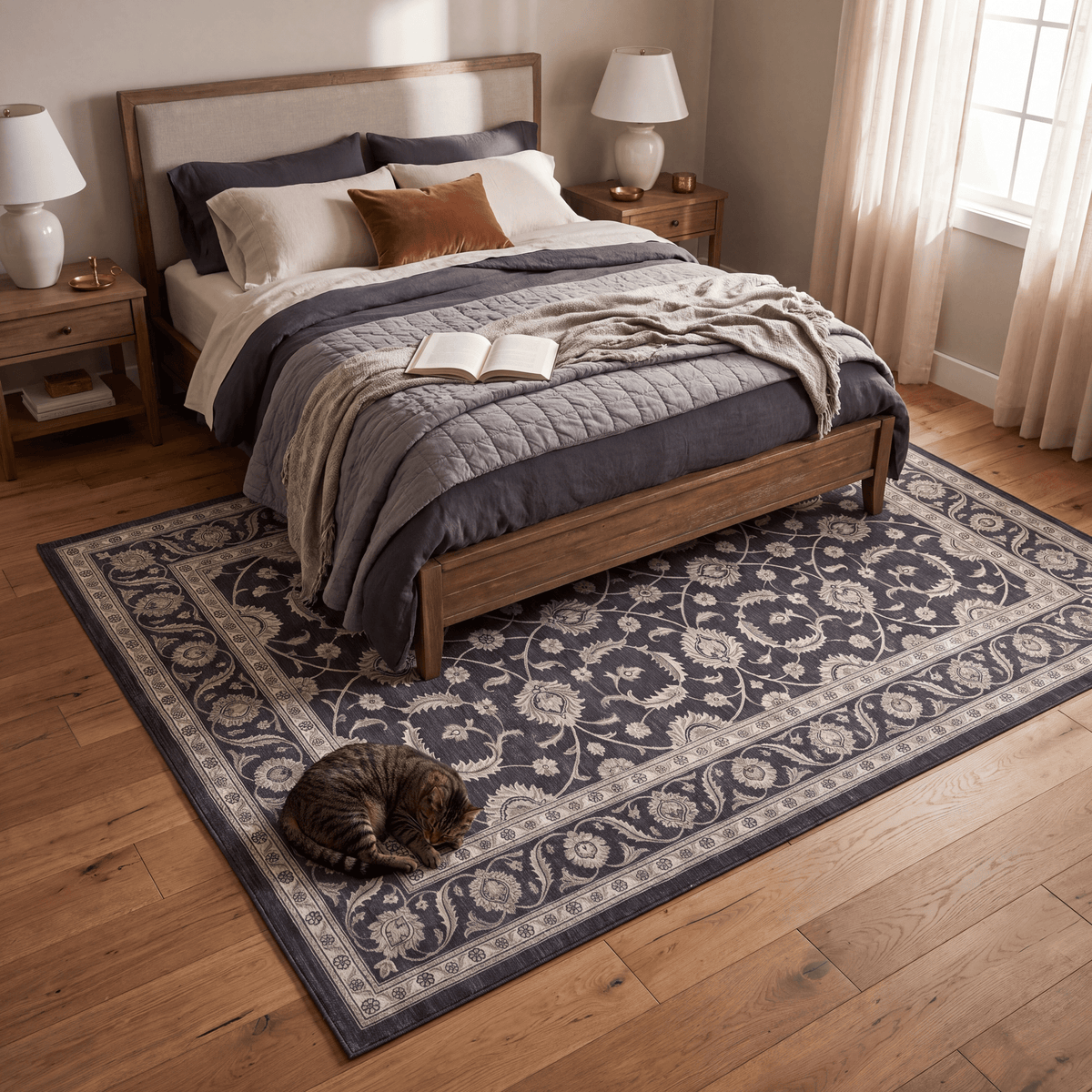 Daisywood Traditional Floral Overdyed Charcoal Pewter Ivory Washable Indoor Outdoor Entryway Rug - RugzellaDigital Print RugRugzellaRugzellaBBB540-RECT-24x47-60x120cmRGZLLA163366Rectangle2' x 3'11" (60x120 cm)RECTANGLE | Daisywood rectangle bedroom