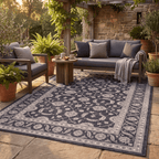 Daisywood Traditional Floral Overdyed Charcoal Pewter Ivory Washable Indoor Outdoor Entryway Rug - RugzellaDigital Print RugRugzellaRugzellaBBB540-RECT-24x47-60x120cmRGZLLA163366Rectangle2' x 3'11" (60x120 cm)RECTANGLE | Daisywood rectangle outdoor