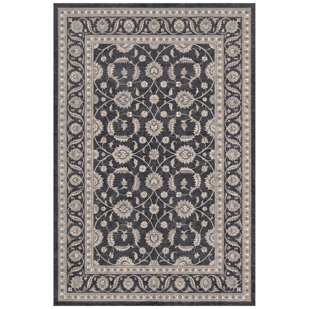 Daisywood Traditional Floral Overdyed Charcoal Pewter Ivory Washable Indoor Outdoor Entryway Rug - RugzellaDigital Print RugRugzellaRugzellaBBB540-RECT-24x47-60x120cmRGZLLA163366Rectangle2' x 3'11" (60x120 cm)RECTANGLE | HERO | Daisywood rectangle