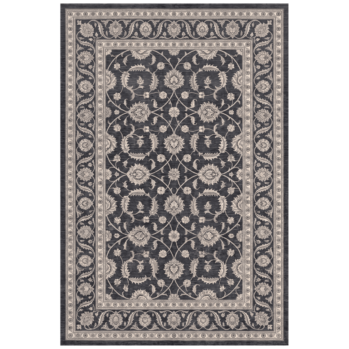 Daisywood Traditional Floral Overdyed Charcoal Pewter Ivory Washable Indoor Outdoor Entryway Rug - RugzellaDigital Print RugRugzellaRugzellaBBB540-RECT-24x47-60x120cmRGZLLA163366Rectangle2' x 3'11" (60x120 cm)RECTANGLE | HERO | Daisywood rectangle