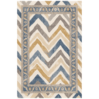 Dandelion Modern Brushstroke Stripe Denim Blue Grey Cream Gold Washable Indoor Outdoor Entryway Rug - RugzellaDigital Print RugRugzellaRugzellaBBB541-RECT-24x47-60x120cmRGZLLA163701Rectangle2' x 3'11" (60x120 cm)RECTANGLE | HERO | Dandelion rectangle