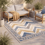 Dandelion Modern Brushstroke Stripe Denim Blue Grey Cream Gold Washable Indoor Outdoor Entryway Rug - RugzellaDigital Print RugRugzellaRugzellaBBB541-RECT-24x47-60x120cmRGZLLA163701Rectangle2' x 3'11" (60x120 cm)RECTANGLE | Dandelion rectangle outdoor
