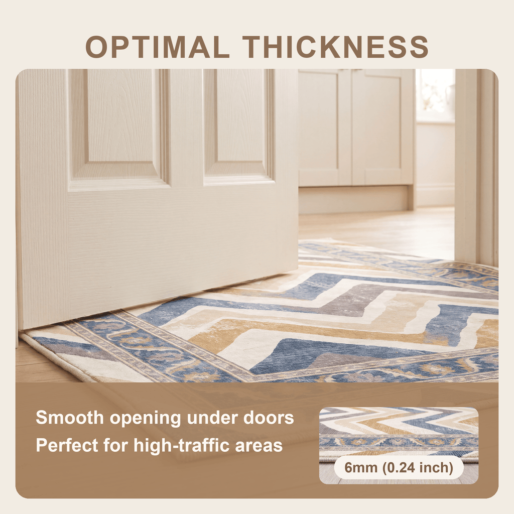 Dandelion Modern Brushstroke Stripe Denim Blue Grey Cream Gold Washable Indoor Outdoor Entryway Rug - RugzellaDigital Print RugRugzellaRugzellaBBB541-RECT-24x47-60x120cmRGZLLA163701Rectangle2' x 3'11" (60x120 cm)SHARED | Dandelion feature thickness